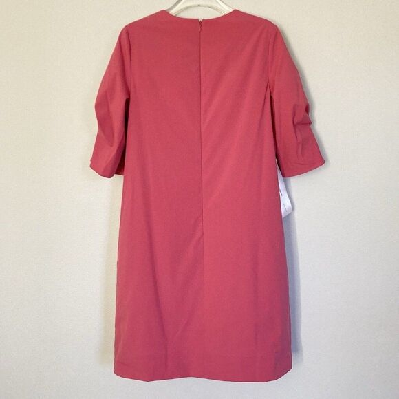 Kay Unger Dress Puff Statement Sleeve Stretch Poplin Lined Dusty Rose Event - Picture 12 of 16